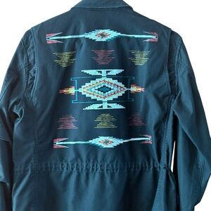 🆕 POLO RALPH LAUREN Women’s Black Southwestern Aztec Military Field Jacket Sz L